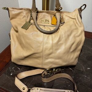 Coach Beige Leather Tote Bag